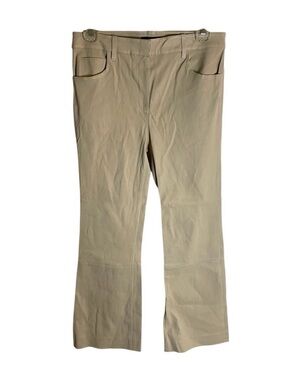 Theory Cream color Boot Cut Lamb Leather Pants Size 4 capsule light academia